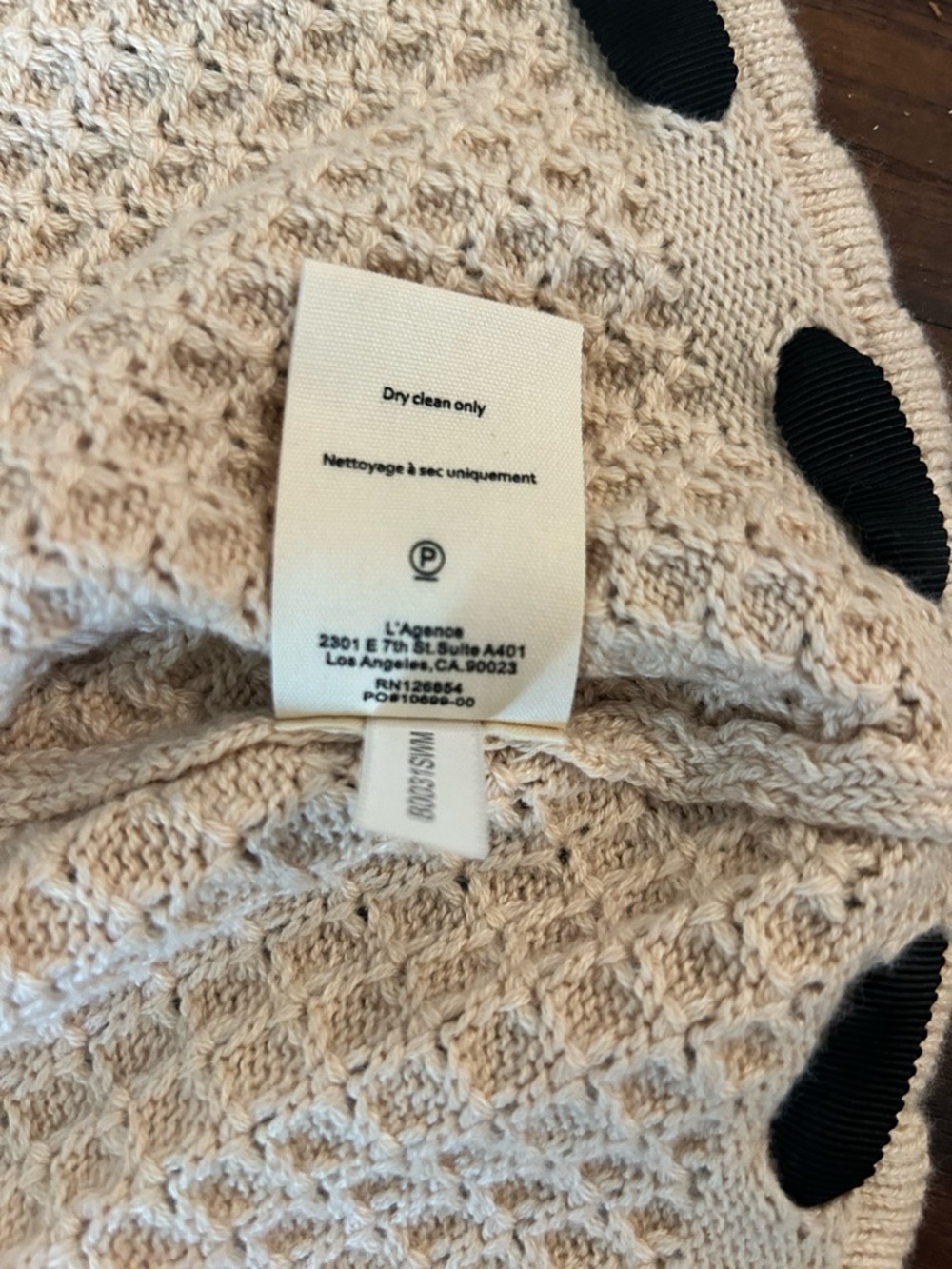 L'AGENCE Astor Contrast Trim Cardigan in Biscuit/Black - Picture 15 of 15
